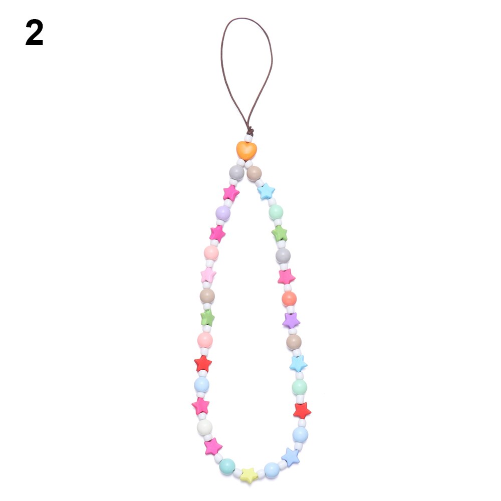 Zomer Kleurrijke Zachte Klei Mobiele Telefoon Keten Lanyards Voor Vrouwen Meisjes Bohemen Smile Pearl Touw Voor Telefoon Case Opknoping koord: Type 2