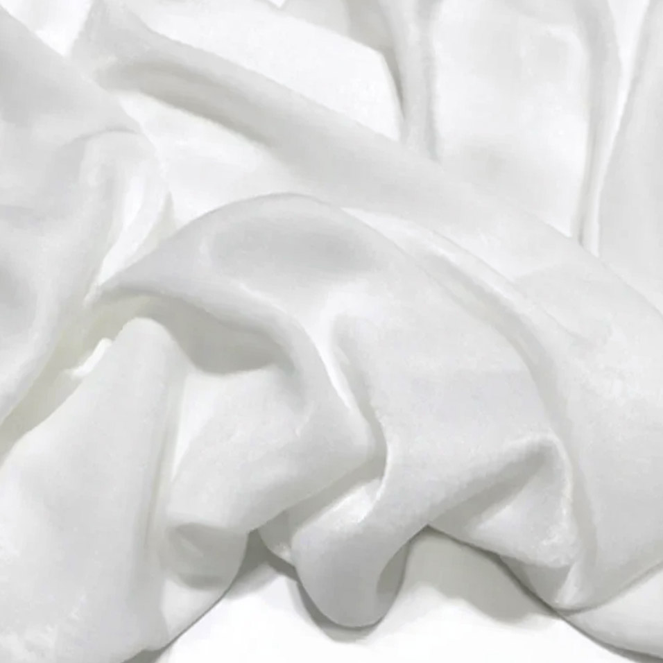 Tela de piel de melocotón de gasa crepé brillante, Material de vestido satinado de seda fluorescente: Beige