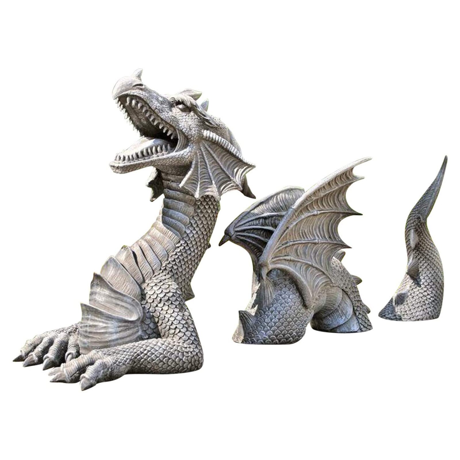 Dragon Novelty Gothic Garden Statues Dragon Figure Statues Patio Front Lawn garden decoration outdoor garden accessories: white