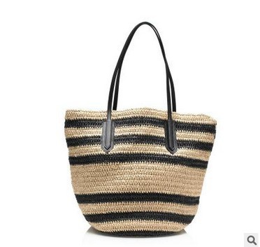 Zomer Zandstrand Strozak Vrouwen Enkele Schoudertas Papier Touw Boho Treval Sac: Striped