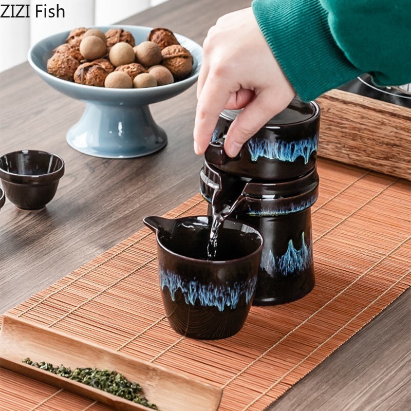 Chinese Tea Ceremony Ceramic Automatic Tea Set Portable Travel Quick Tea Cup Anti-scalding Kung Fu Tea Set for Friends