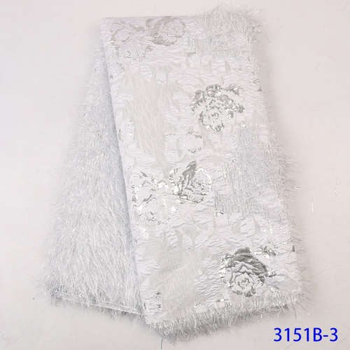 Groene brokaat kantstof franse borduur tule net nigeriaanse brokaat kantstof voor afrikaanse bruiloft feest vrouwen  ya3151b-7: Foto 3