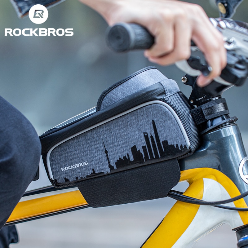 Rockbros Bike Bag Tpu Touch Screen Top Tube Bag Waterdichte 6.5 Inch Hoge Capaciteit Mtb Road Fiets Zadeltas Bike accessoires