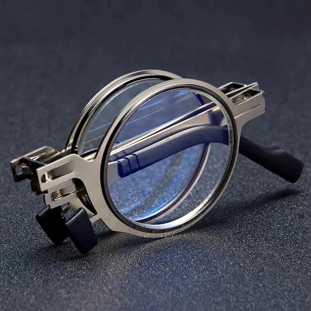Lunettes de lecture rondes et pliantes en métal pour hommes, lumière bleue, monture étroite pour ordinateur