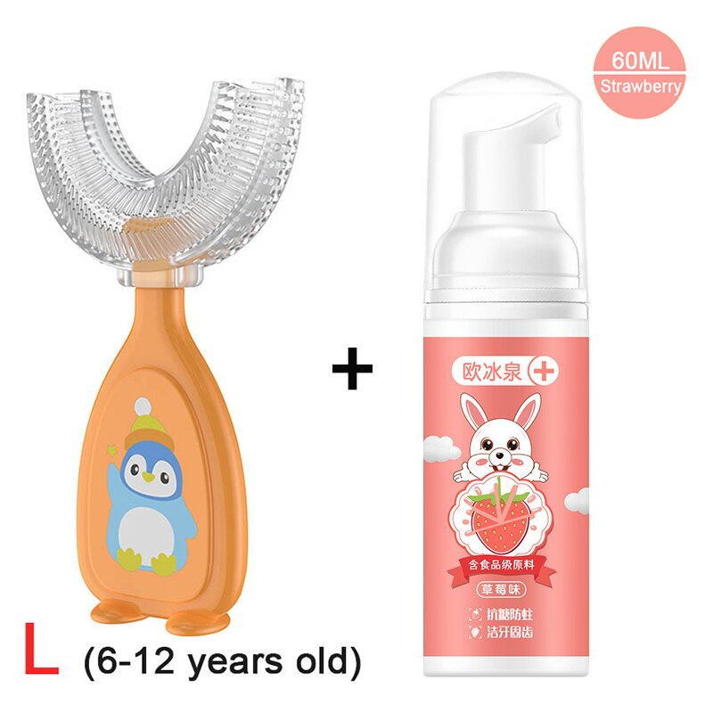 SMGSLIB Children's Toothpaste Toothbrush Set Children Can Swallow Mousse Foam Toothpaste Household Daily Necessities bpa free: Set 1 L