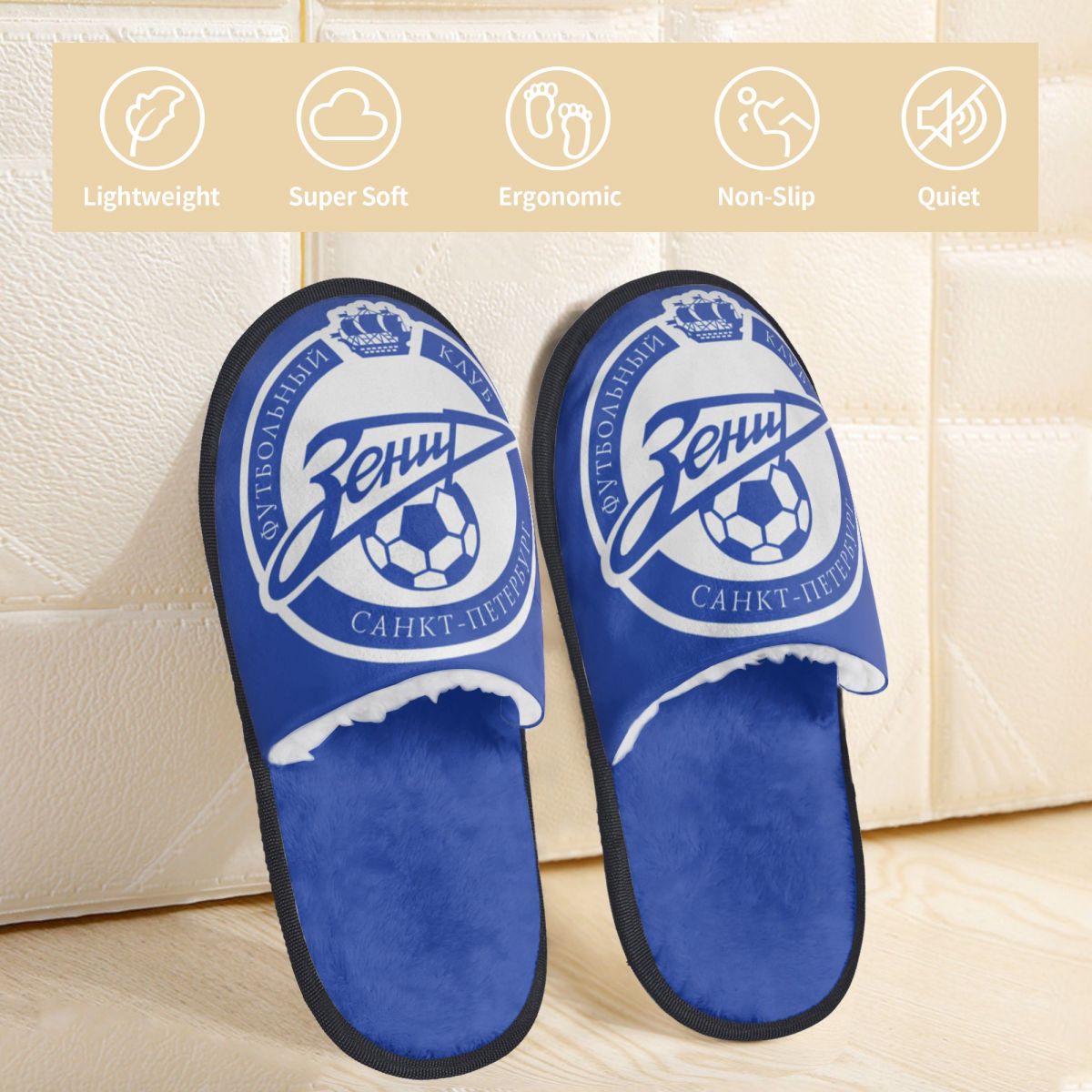 Zenit-zapatillas peludas de San Petersburgo FC para hombre y mujer, zapatillas cómodas de felpa peluda, zapatos cálidos antideslizantes para interiores