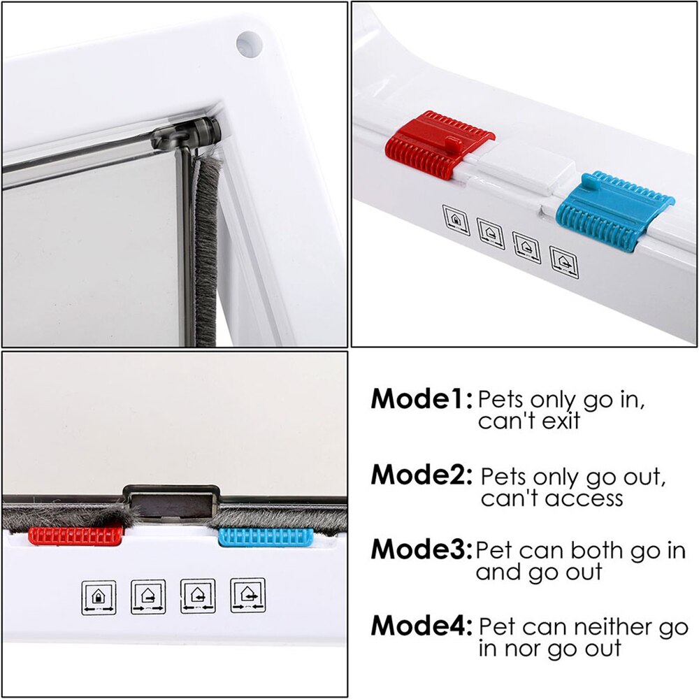 Pet door cat dog puppies four-way lock safety door household medium small size large lockable practical