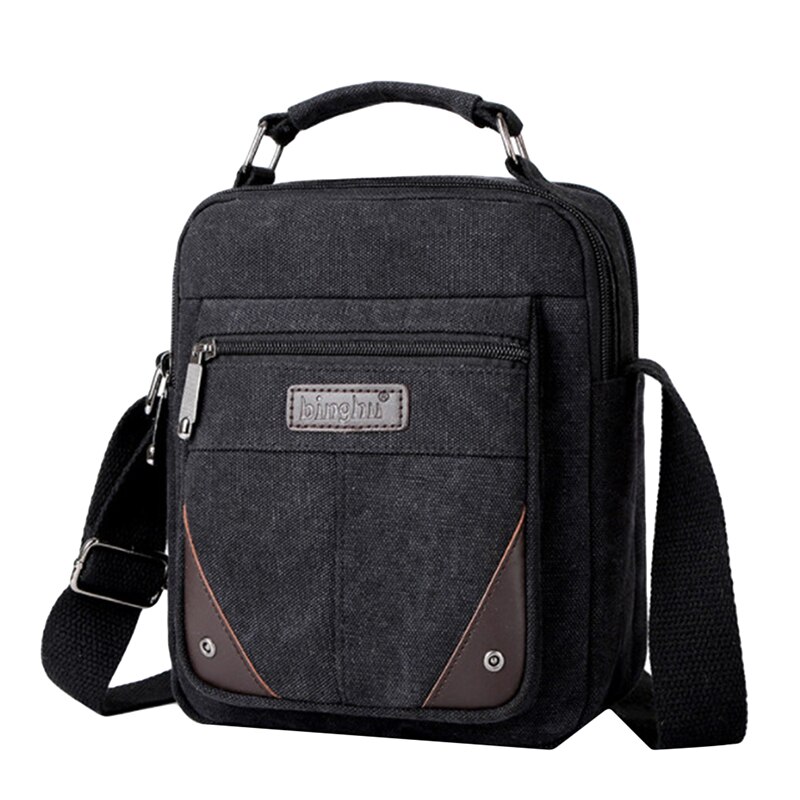 Men's Casual Shoulder Bag Solid Color Business Messenger Bag Simple Large Capacity Multi-purpose Canvas Bag