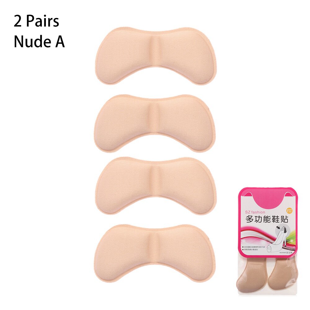2 Pairs Vrouwen Hak Kussen Pads Hoge Hak Schoen Grips Liner Anti-Slip Zelfklevende Inlegzolen Voet care Protector Herbruikbare: Nude A