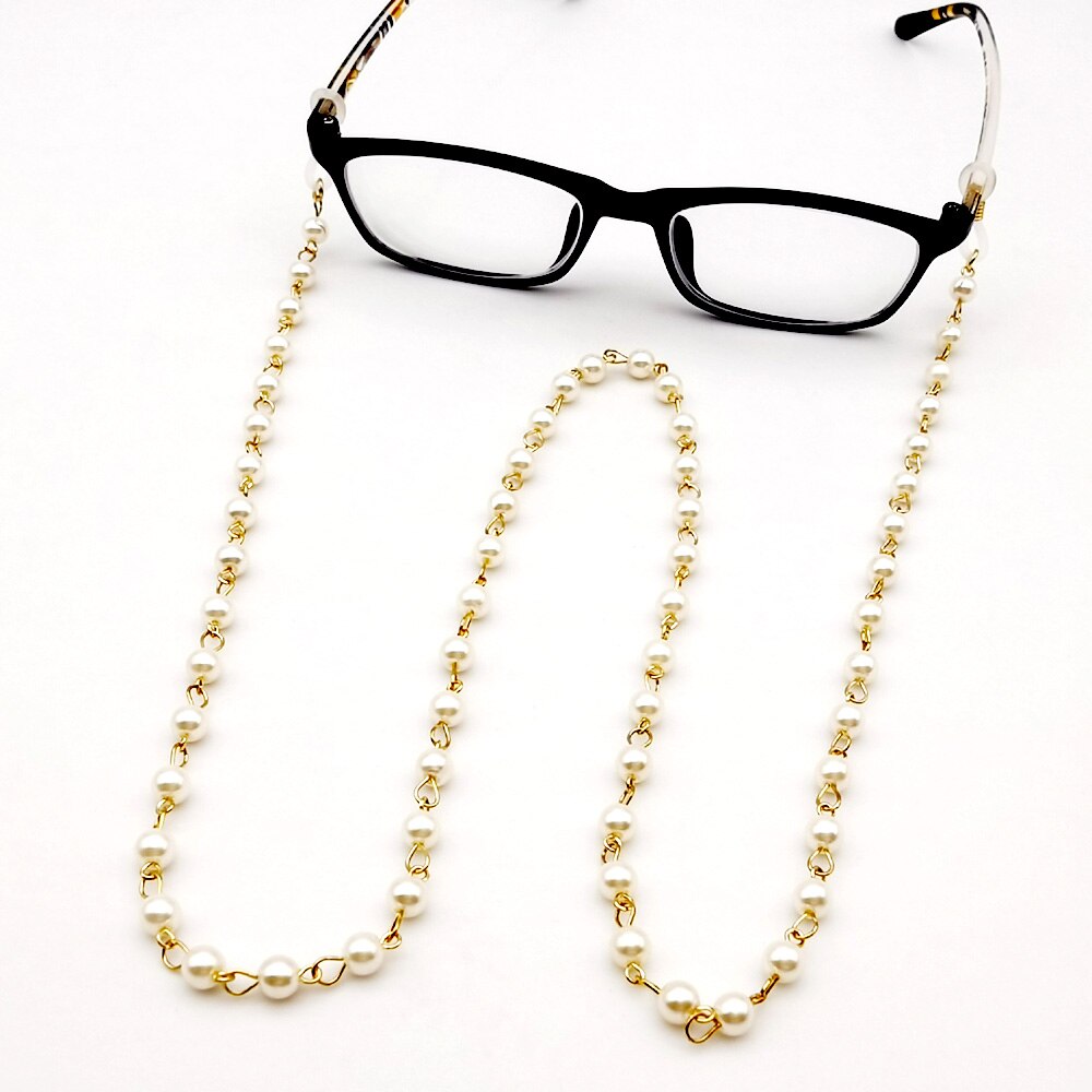 White Imitatie Parel Bril Kettingen Kralen Sunglass Lezen Brillen Ketting Cord Holder Touw Voor Mannen Vrouwen Stellen