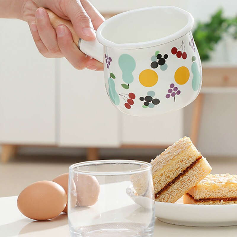 JAPAN Nonstick Enamel Milk Pot Pan Practical Butter Coffee Warmer Small Milk Pot Kitchen Cooking Pot Noodle Baby Food Handmade
