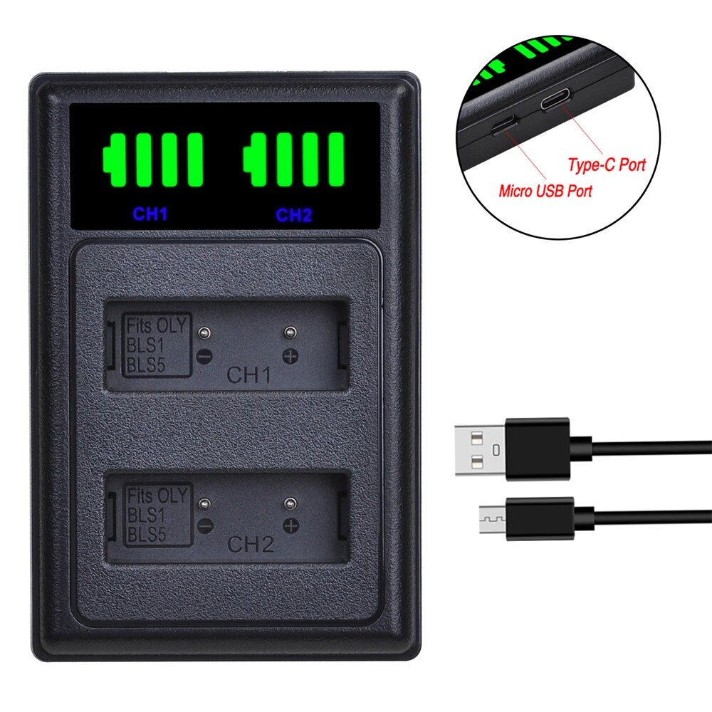 BLS-1 PS-BLS1 Battery and Charger for Olympus E-420, E-450, E-600, E-620, Pen E-P1, E-P2, E-P3, E-PL1, E-PL3 Digital SLR Cameras: 1Charger