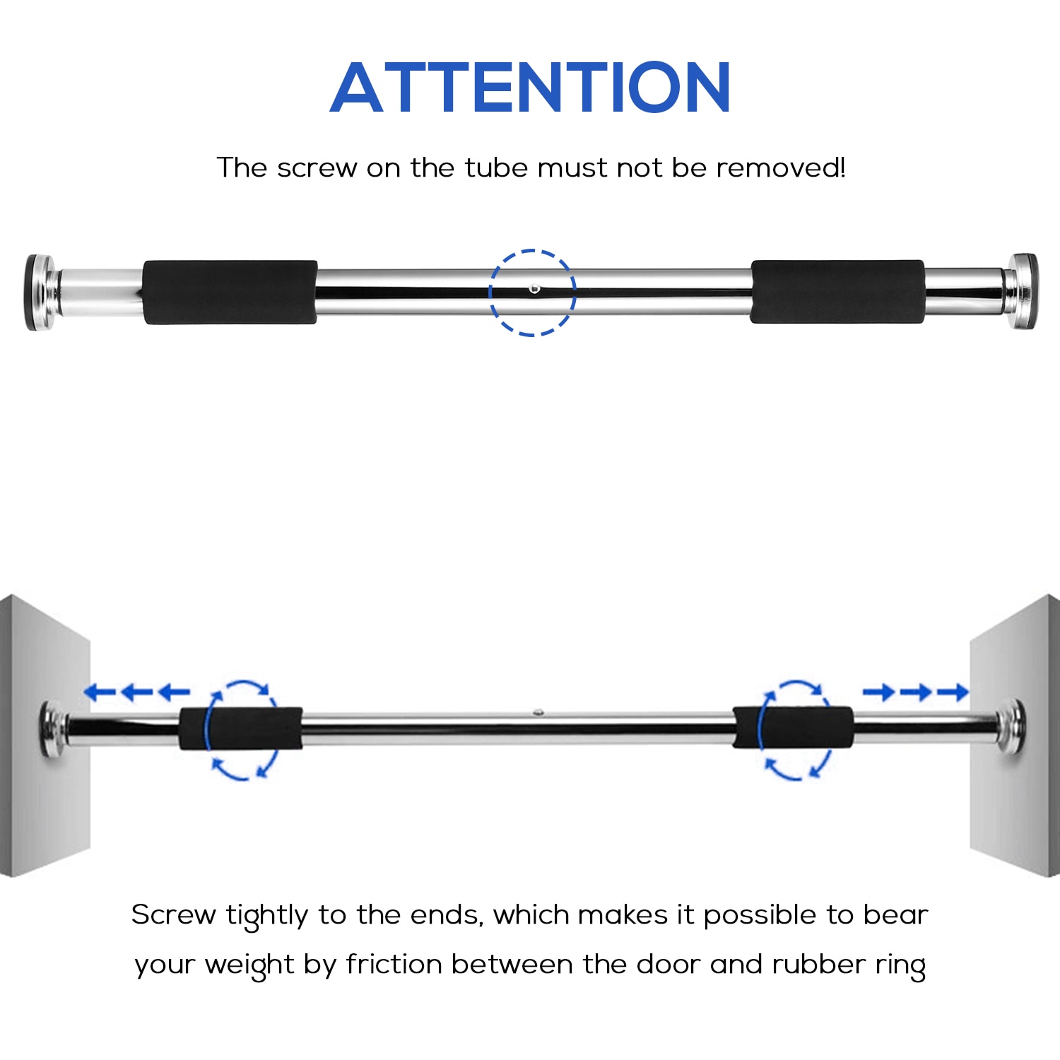 Adjustable Doorway Pull Up Bar Fitness Door Way Chin Up Horizontal Home Gym Exercise Fitness Workout Equipment 350LB Bearing