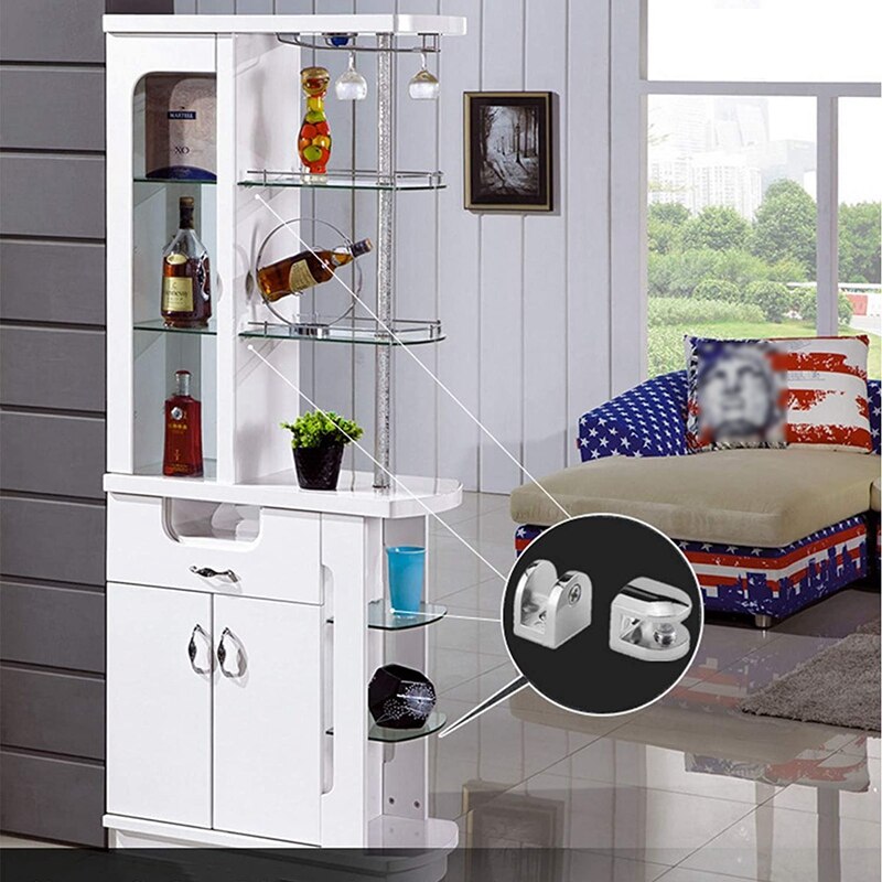 6 PCS Adjustable Glass Clamps 6 mm Glass Bracket Zinc Alloy Glass Shelves Holder Glass Clip for Bathroom Kitchen