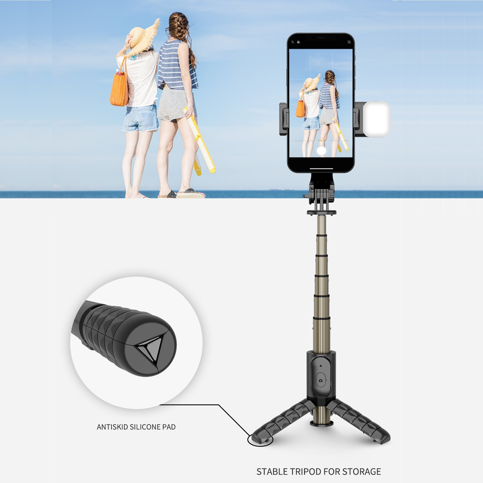 FANGTUOSI 2022 Mini Selfie Stick Bluetooth Tripod Monopod With Wireless Remote 360 Rotation Foldable stand For Phones