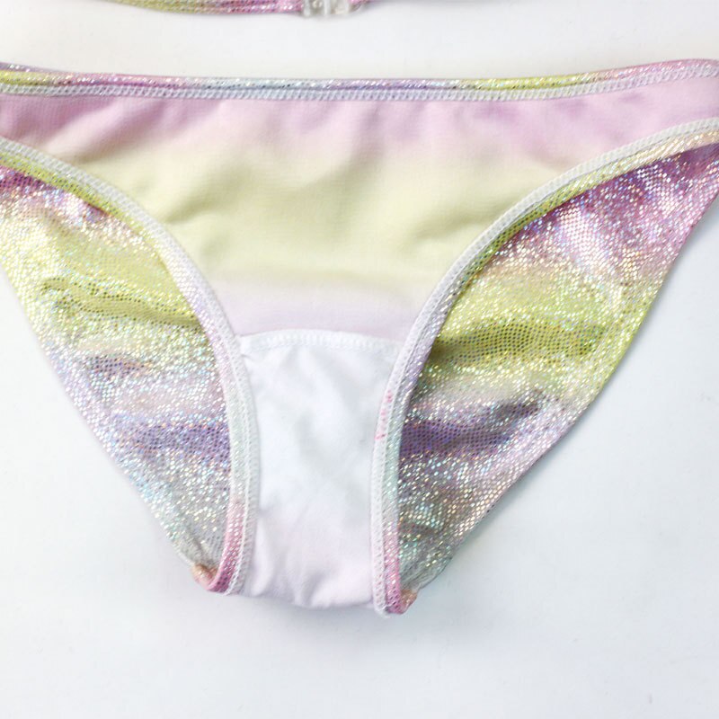 6-16 años traje de baño de las niñas corte sirena dos piezas de los niños baño Bling Bikini chicas niño niña nadar niños traje de baño