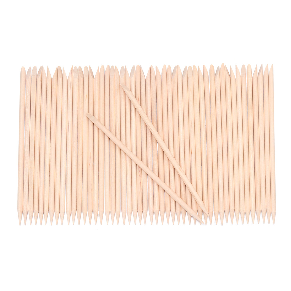 10/30/50/100 pièces bois bâton cuticule dissolvant Orange double extrémité Nail Art conceptions pour manucure pédicure cuticule poussoir ongles outils: M-50pcs