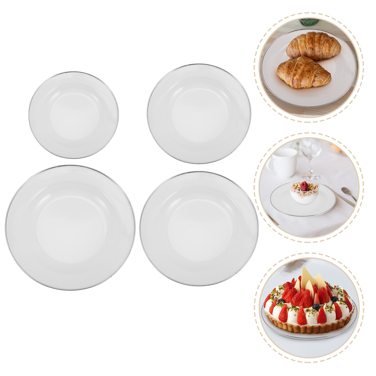 4 Pcs Enamel Food Plate Round Food Serving Plate Multi-purpose Snack Plates