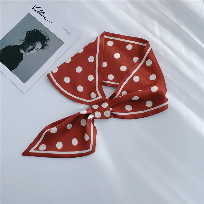 8 Kleuren Selecteren Vrouwen Effen Kleur Haar Sjaal Mode Haar Banden Gestreepte Sjaals Lady Decoratie Zijde Hoofddeksels Banden: Dot-Red