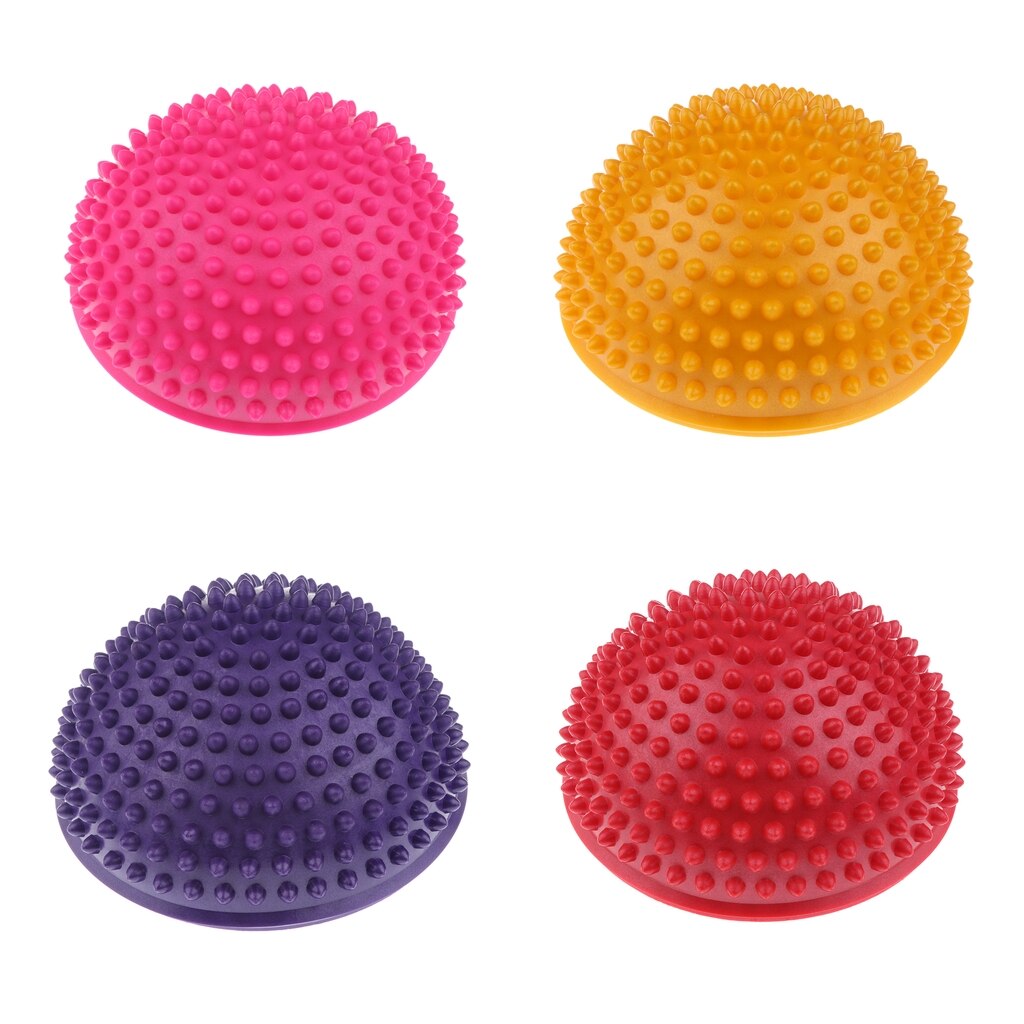 4pcs Balance Pods Hedgehog Stability Trainer Dots Exercise Balance Half Ball Pod For Kids Adults Accs (4 Colors Combo)