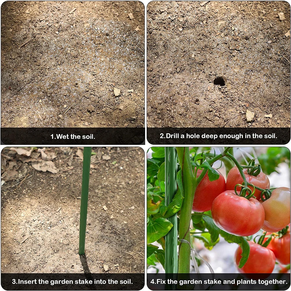 Tuinpalen Stevige metalen plantenstokken Ondersteuning met kunststof gecoate plantenpalen TomatenspalenBonenbomen
