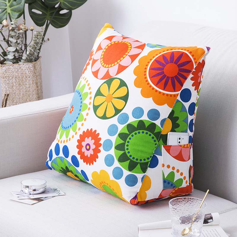 Soffa vilstol svankstödskudde med sidficka kontorssoffa ryggdyna bilryggstöd stol vilounderlägg: Blomma / 45 x 25 x 50cm