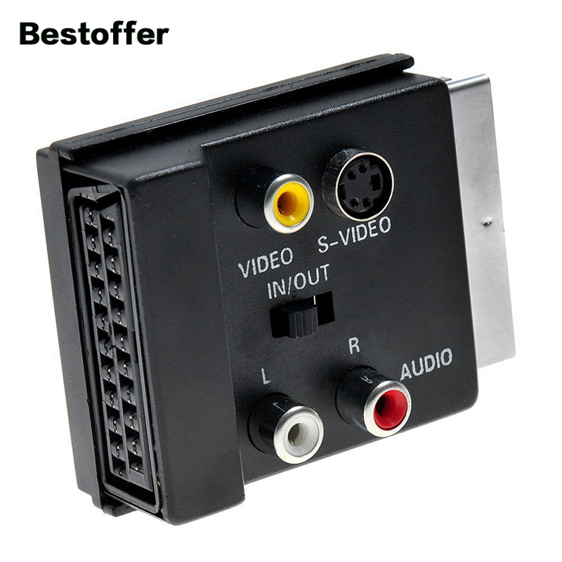 Schakelbare Socket Scart 21PIN Male Naar Scart Vrouwelijke Met S-Video (Svhs) &amp; 3 Rca Composiet Video Links + Rechts Audio