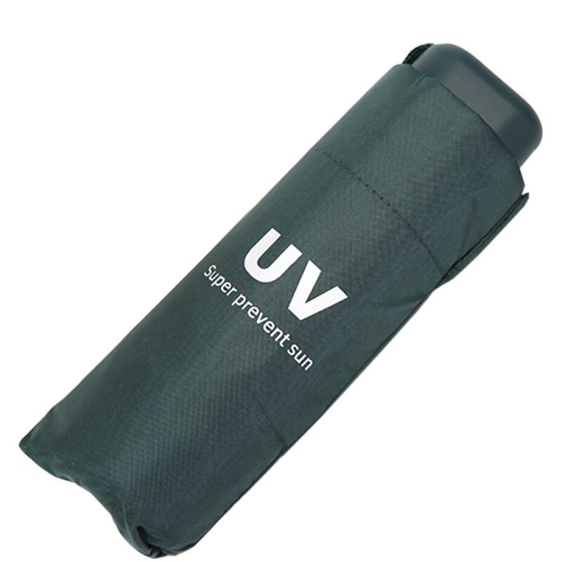Sombrilla de vinilo para protegerse del sol upf, ligera y fresca, sombrilla de bolsillo plegable Cinco plegados para hombres y mujeres estudiantes #: Black Green