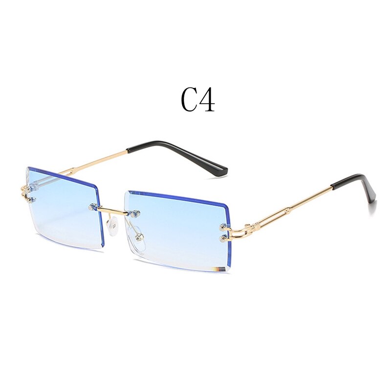 Gafas de sol sin montura para hombre y mujer, anteojos de sol a la cuadrada, populares, de viaje, para verano,: C4