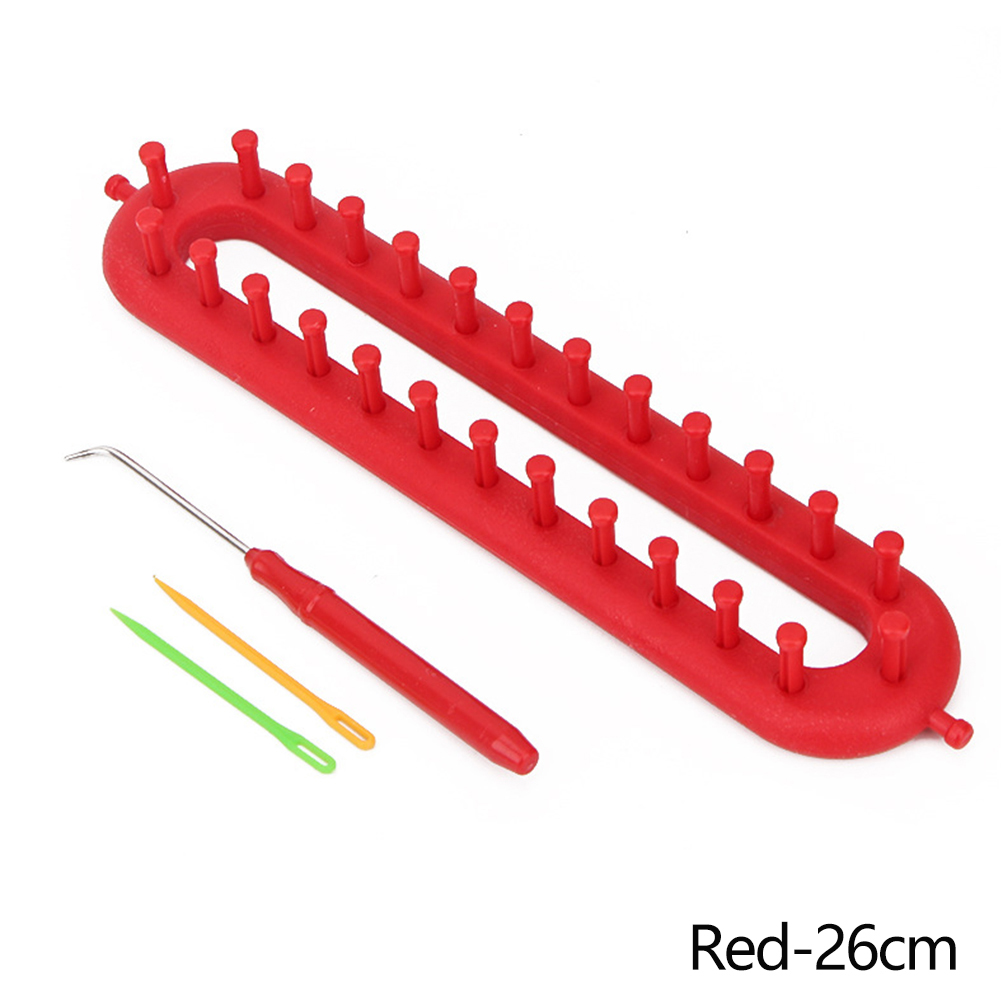 Telar rectangular redondo para tejer, bufanda, suéter, sombrero, chal, herramientas de costura de punto, herramienta de trenzado artesanal hecha a mano, 1 ud.: Red 26CM