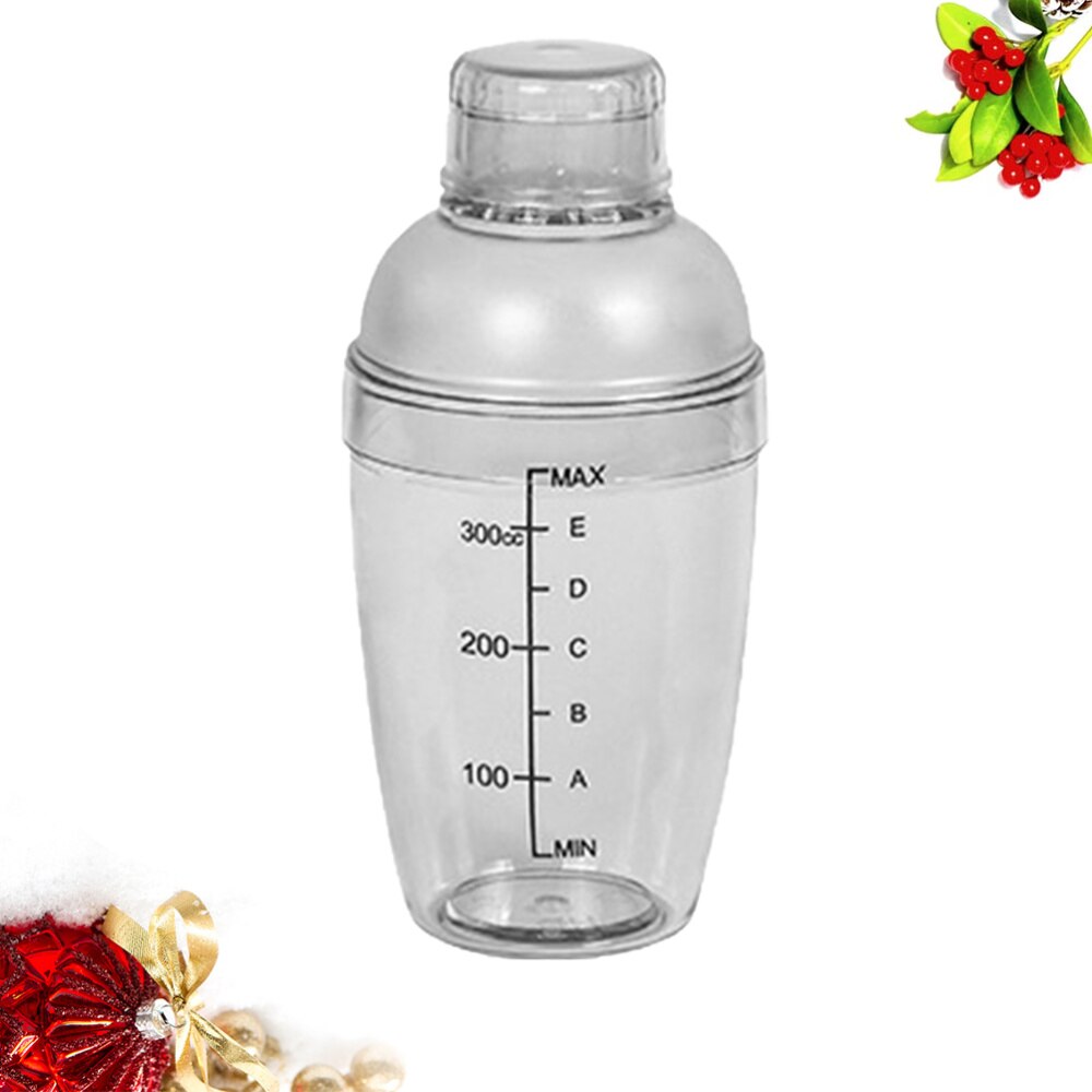 300ml Hand Shake Cup Cocktail Shaker Transparent Mixer Cup Clear Bar Shaker Wine Milk Tea Shaker Cup with Scale (White)