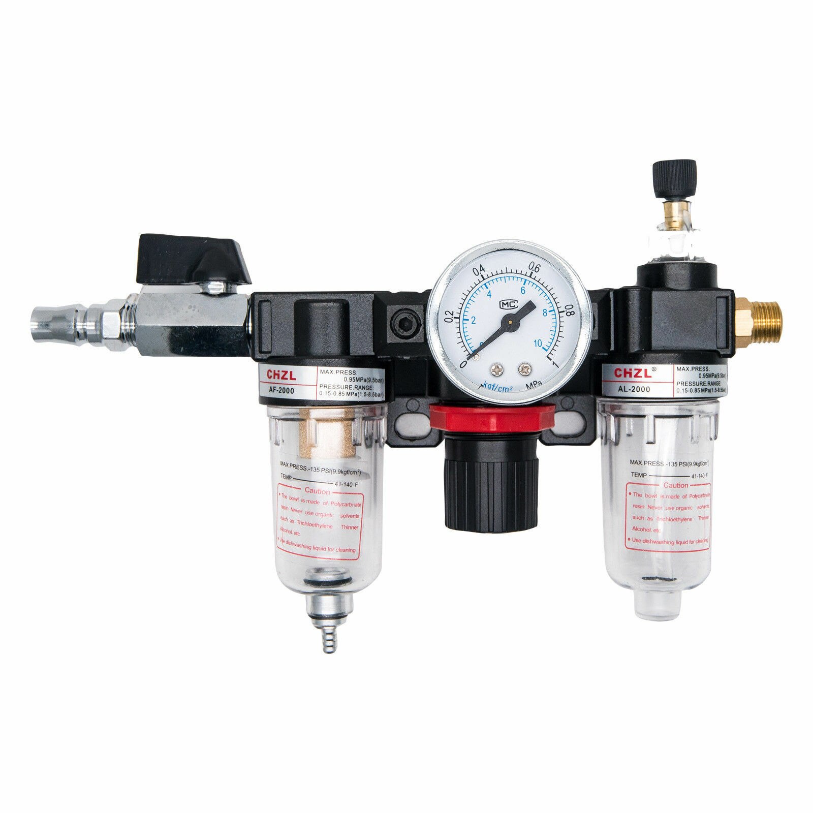 Pressure Reducer Pressure Regulator Compressed Air Maintenance Unit Water Separator Oiler 1/4 "