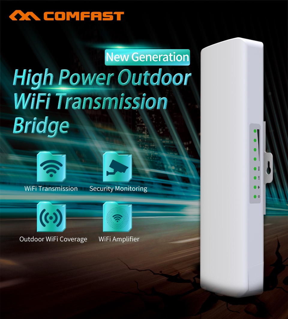 Comfast cf -e314 wifi repeater met lange 2 , waterdichte wifi-antenne voor buiten, cpe 300m draadloze brug, poe cpe toegangspunt ap