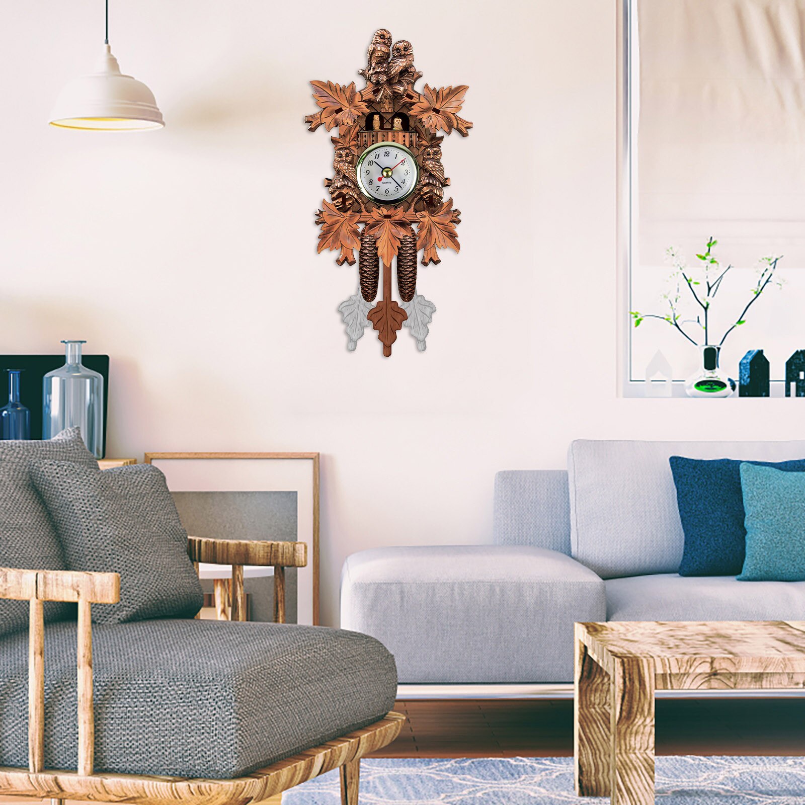 Kintrot – horloge murale à Quartz en bois, pendule, décoration de maison en forêt noire