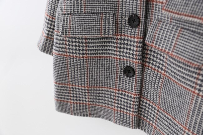 Abrigo de niña para niños invierno nueva Houndstooth abrigo de lana para niñas adolescentes chaqueta de otoño cálido abrigo largo Trench a prueba de viento