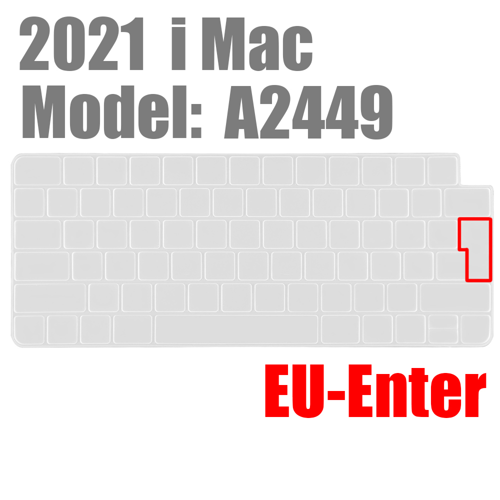 Clavier Apple filaire A2449 A2450 A1243 A1843 MB110LL/B, pour iMac , avec coque de protection en Silicone pour clavier numérique: EU-A2449 with ID