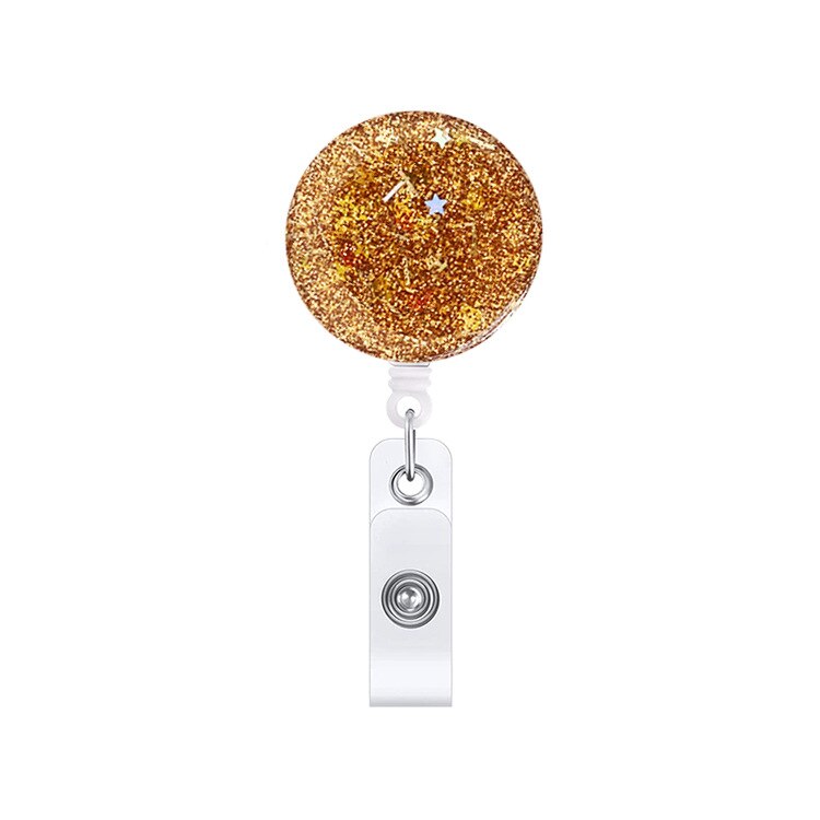 1 Piece Retractable Glitter Nurse Reel Badge Holder Clip Student ID Card Holder Keychain Lanyard: 3