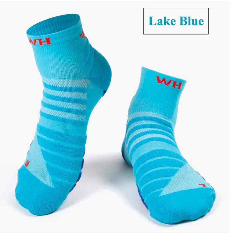 Professionele Mannen Sport Running Sokken Zweet Dikke Handdoek Bodem Wandelen Basketbal Outdoor Gym Fitness Sport Compressie Sokken: Sky Blue