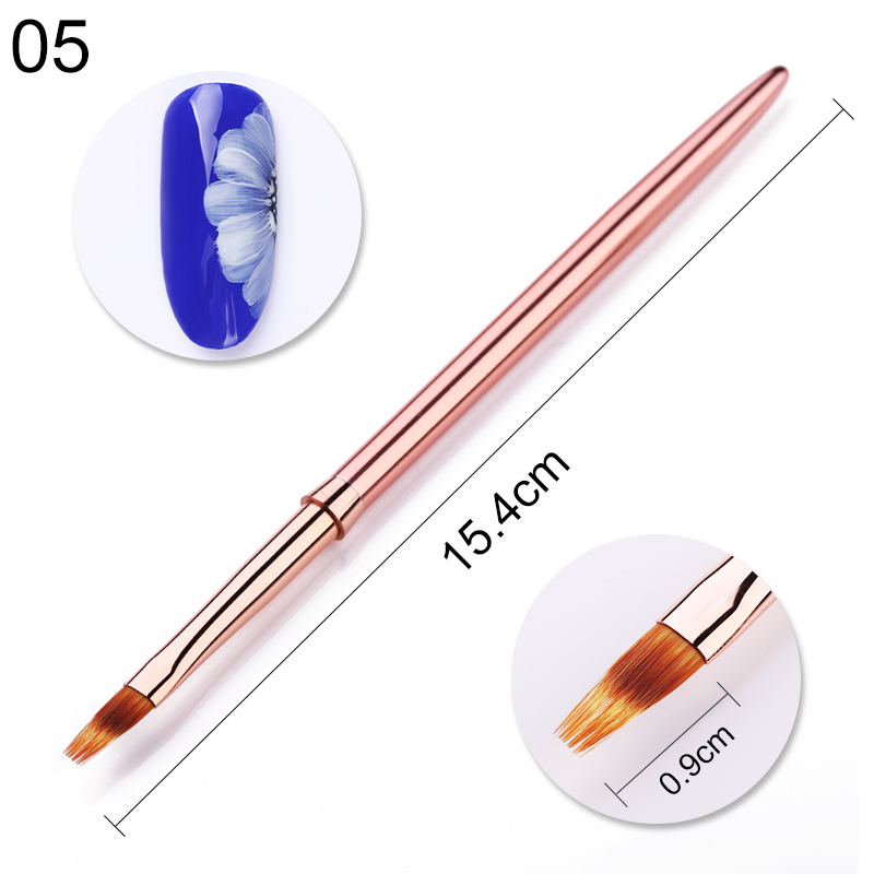 1 stk uv gel liner negle børste rosa guld farve maleri tegne pen pensel bærbart pen håndtag nail art værktøj gør det selv
