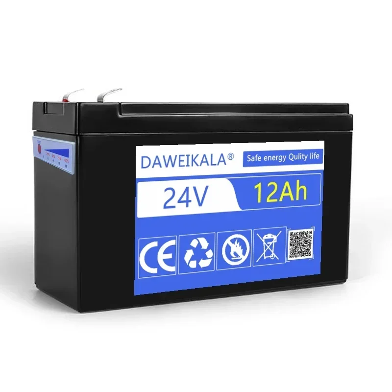 24v bateria 18650 100% capacidade 12ah bateria recarregável bateria de fosfato de ferro de lítio bms embutido para sistema solar