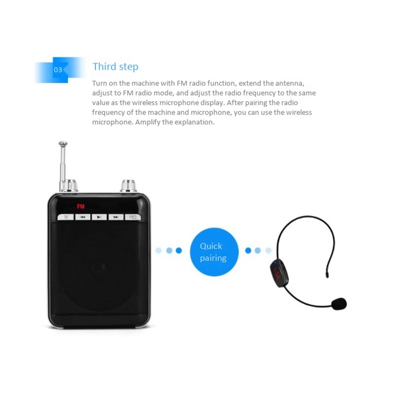 Portable Fm Wireless Microphone Headset Head-Mounted Megaphone Radio Mic for Loudspeaker for Teaching Tour Guide Meeting Lecture