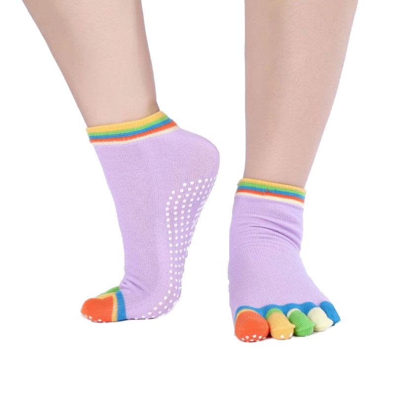 Colorful Socks Unisex Five Finger Massage Massage Sport Toe Slip Breathable Exercise Yoga Newly Comfortable: colorful purple