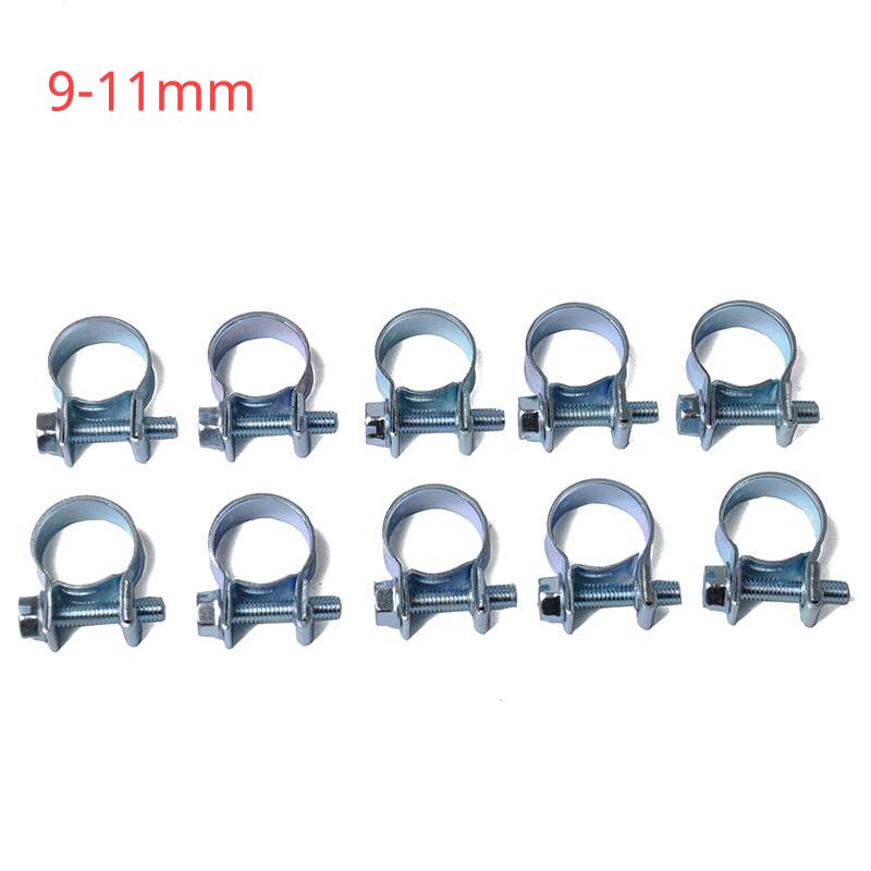 Clips de manguera de combustible para coche, juego de abrazaderas de manguera de aire de acero al carbono, Mini abrazadera de tubo de gasolina diésel, 10 unids/set por juego: 9-11mm