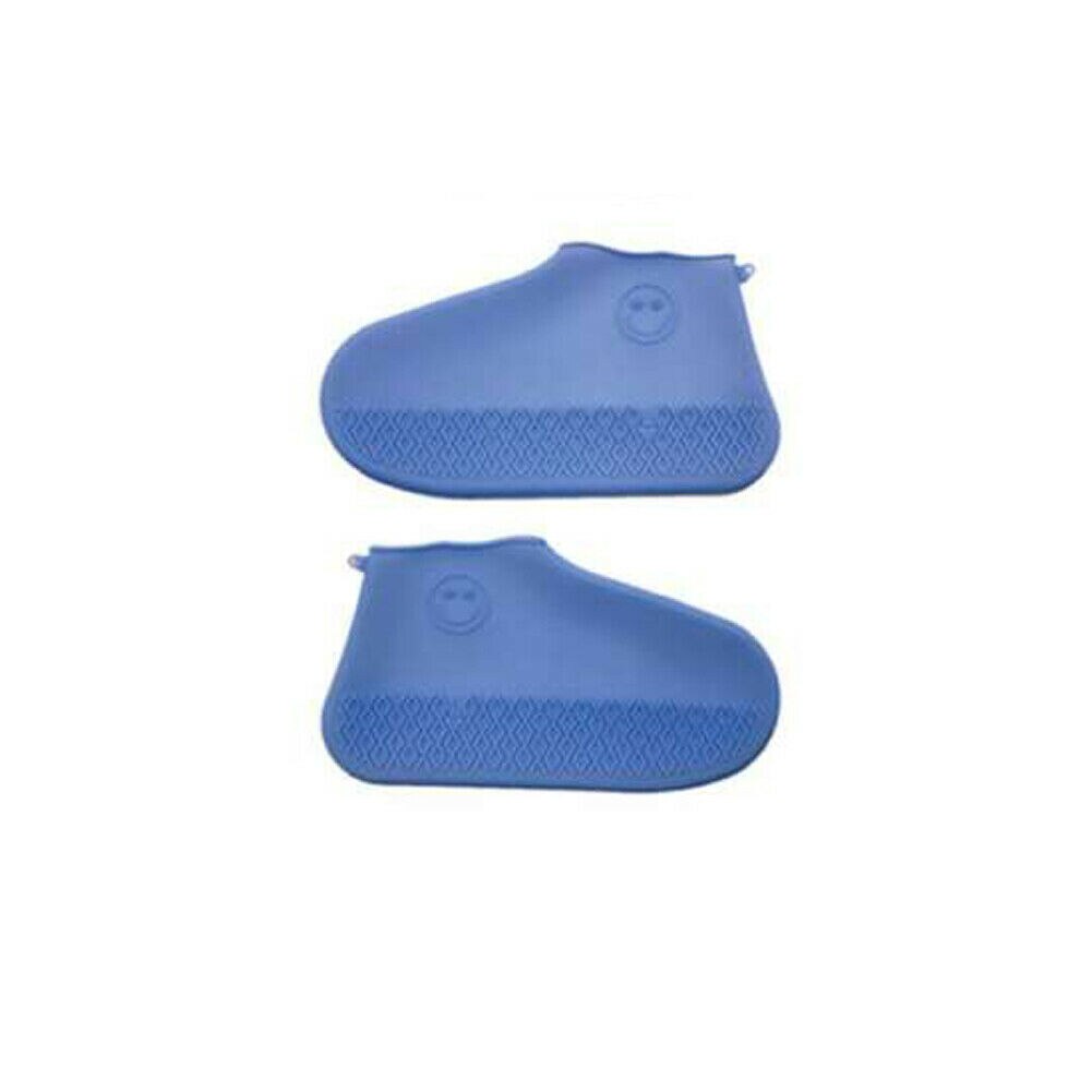 Reusable Shoe Covers Pair of Waterproof Silicone Rain Shoe Protectors Overshoes: Blue Color / L