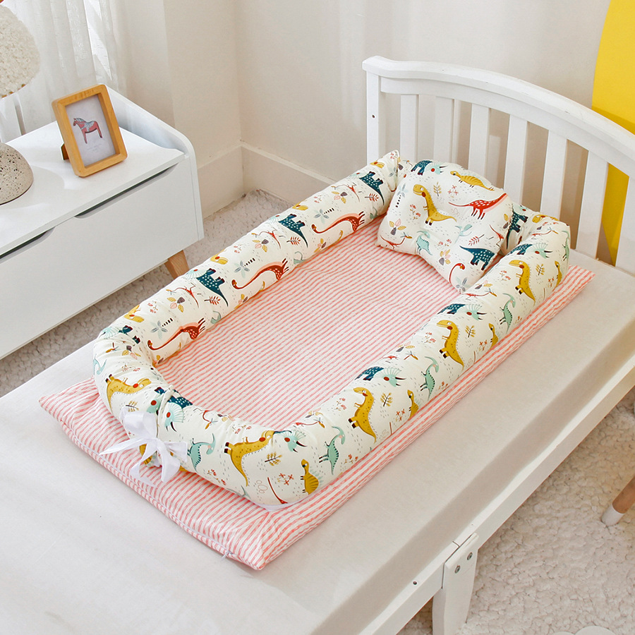 Portable Travel Baby Crib Removable Washable Kids Bed Multifunction Nursling Outdoor Toddler Nest: Jurassic powder