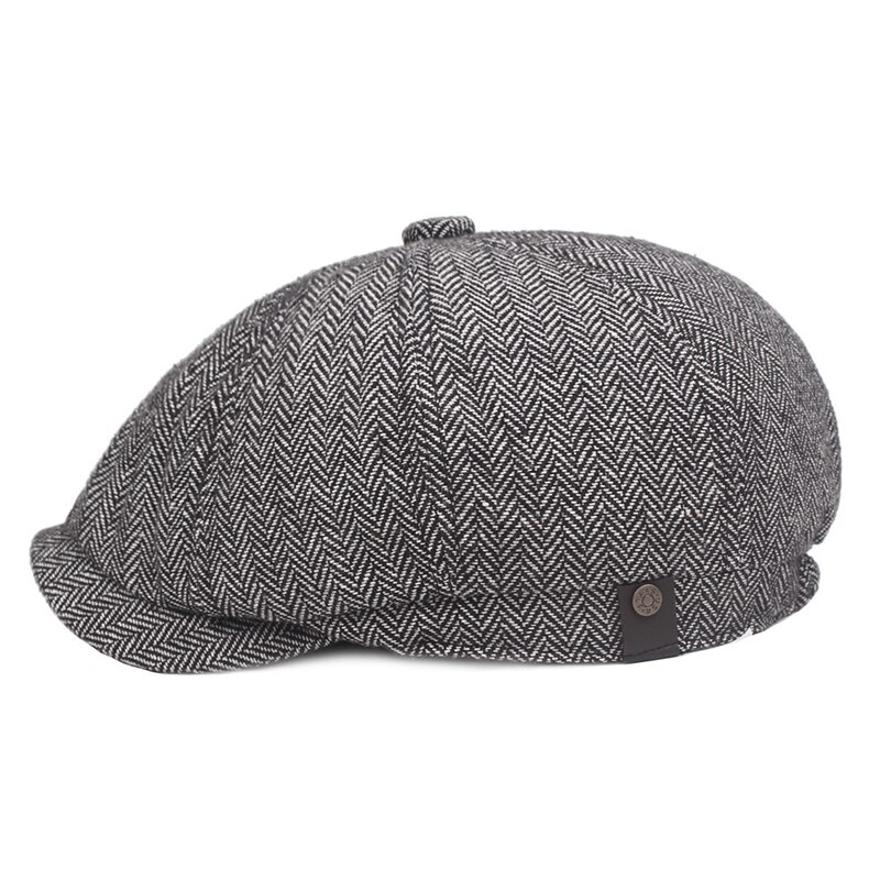 Unisex Newsboy gorras calientes Tweed Octagonal sombrero para hombre Otoño Invierno boinas para mujeres gorras de Detective gorras planas Retro Chapeau: light grey