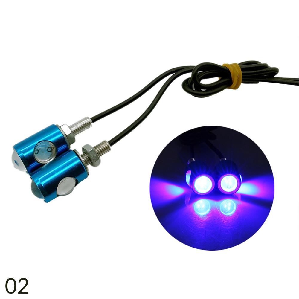 Luz Led estroboscópico de 12v para motocicleta, luz Flash de ojo de águila para motocicleta, foco de luz de freno de advertencia, 2 unidades por par, 7 colores: Azul
