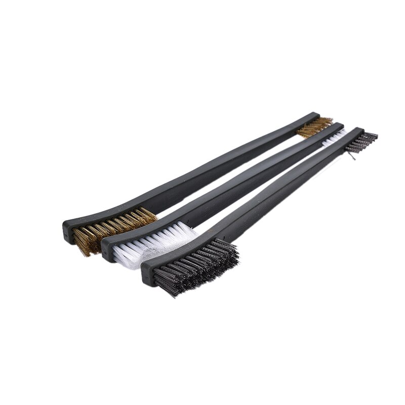 3 Pcs Mini Wire Brush Set Steel Brass Nylon Cleaning Polishing Detail Metal Rust Brush Clean Tools
