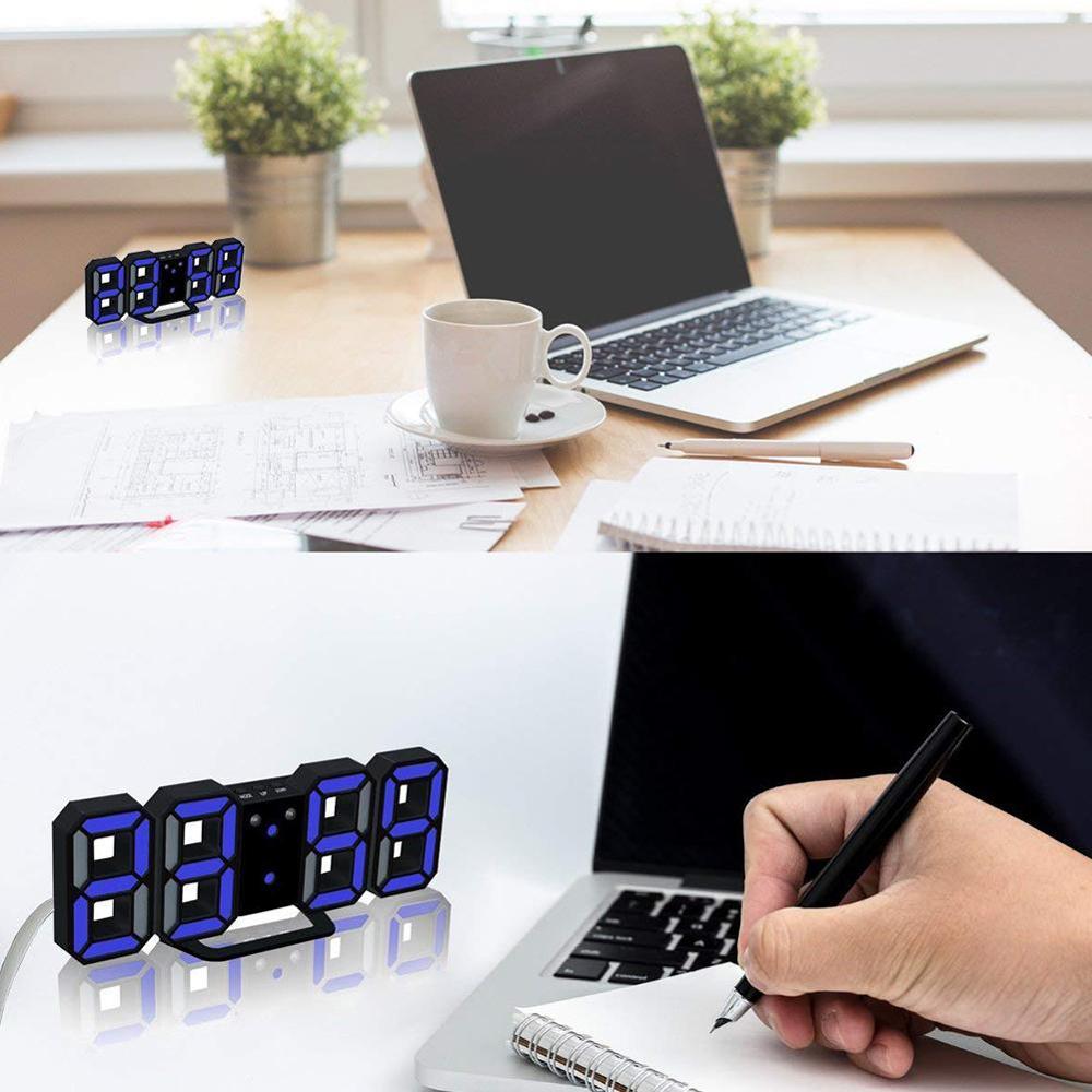 Smart 3d Digital Clock Alarm Clock Digital Wall Clock Alarm Clock Clock Electronic Large Temperature LED Clock C0T6