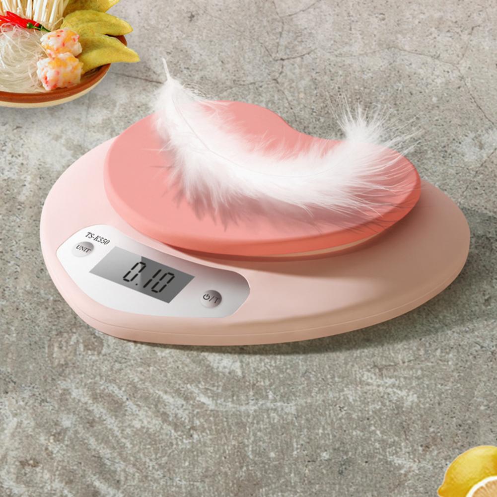 5KG Kitchen Digital Scale 3 Units Conversion Weighing Food Clear Scale Pink Heart Shape Food Diet Scale for Home